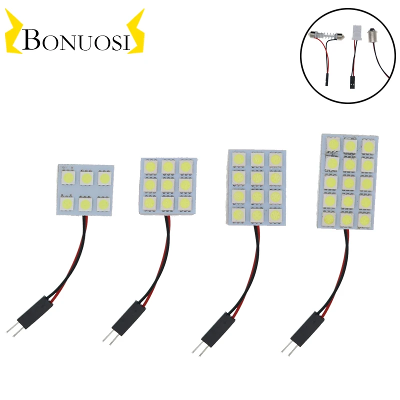 

6SMD 9SMD 12SMD 15LED Auto Car Dome Festoon Interior Bulb Roof Light Lamp T10 BA9S Festoon Adapter Base Reading light