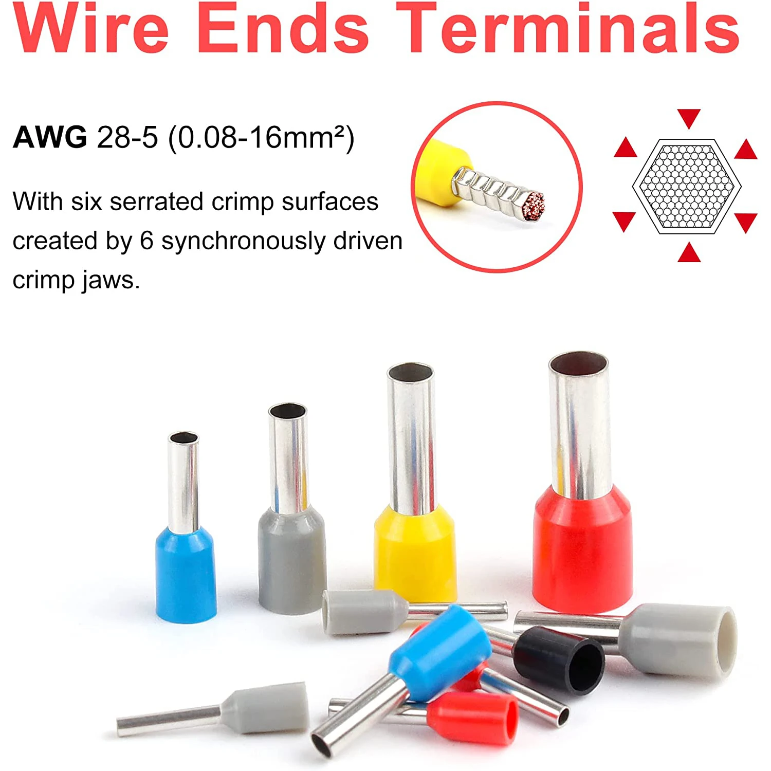 HSC8 16-6 0.08-16mm² 30-5AWG Tubular Terminal Crimping Tools Mini Pliers Crimping of Large Size Terminals Electrical Clamps Set 6