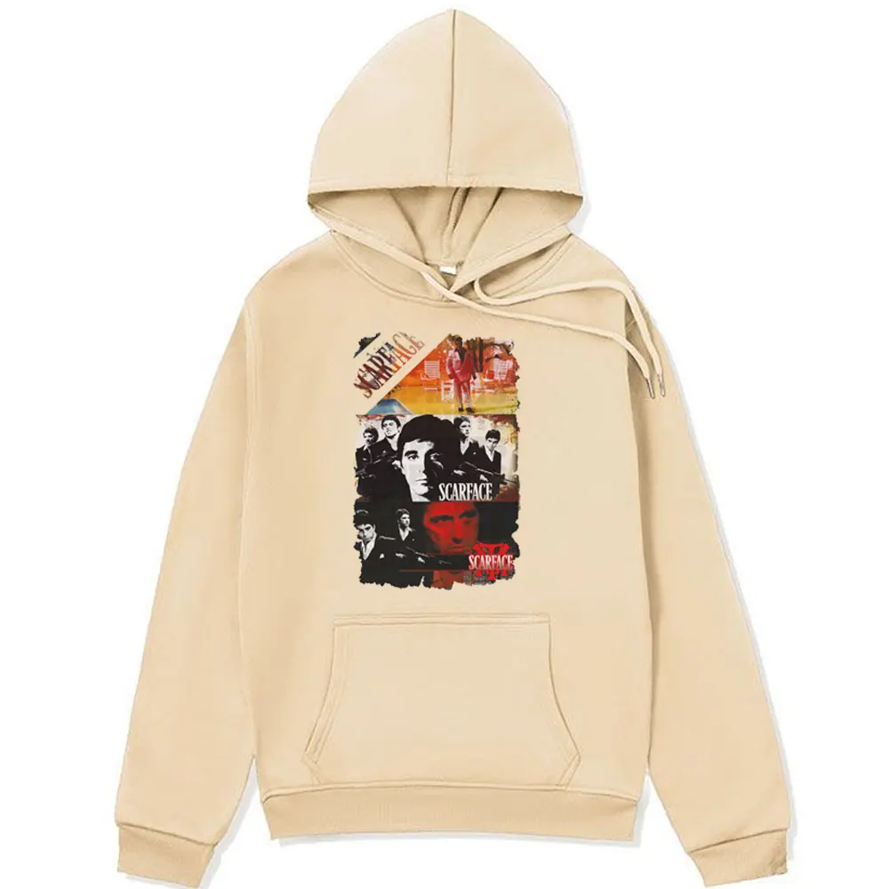 Vintage Scarface Movie Al Pacino As Tony Montana Graphic Print Hoodie Men Women's Rock Oversized Classic Sweatshirts Pullover