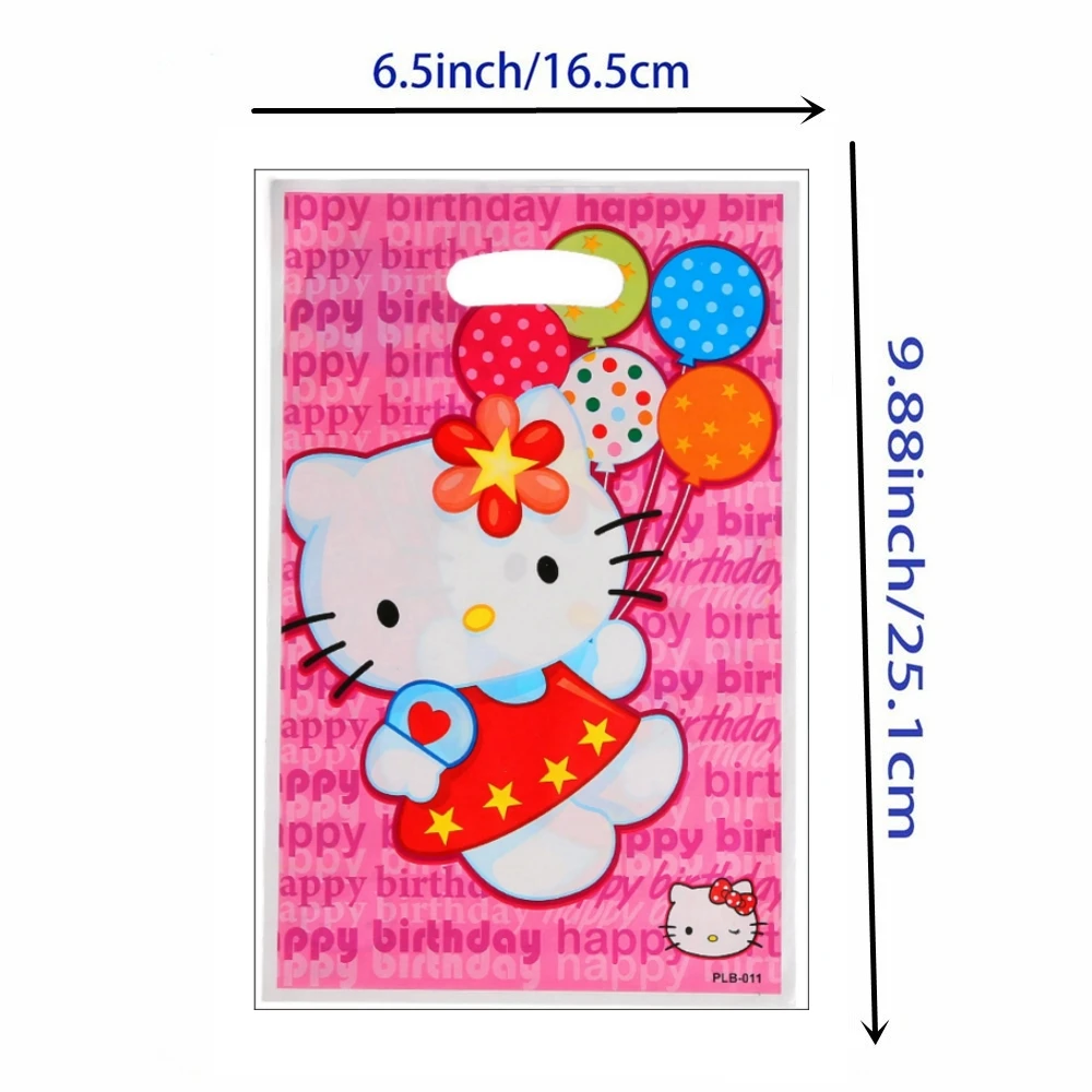 thumbnail image 1 of Bolsa de regalo para fiesta de cumpleaños de Hello Kitty, bolsas de plástico rosa con diseño de Hello Kitty, para dulces, suministros y decoraciones para fiestas de cumpleaños de niñas y niños, 1 of 5