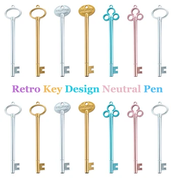 10/30/50pcs Creativo Retro Chiave Design Penna Neutra Penna Firma Ufficio Scolastico Fontana Penne di Scrittura Forniture Per L'apprendimento All'ingrosso