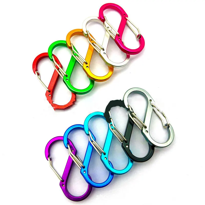 8-shaped Mountain-climbing Buckle Aluminum Alloy Double-end Steel Wire Carabiner Clips 1pc5