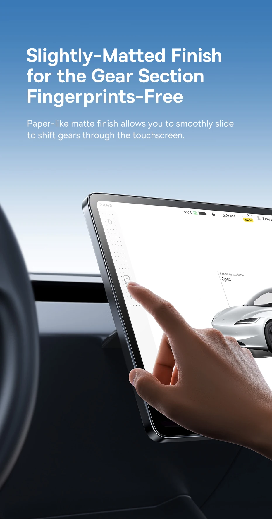 T-Space Tempered Glass Screen Protector for Tesla Model 3 Ultra-Smooth Dual-Touc