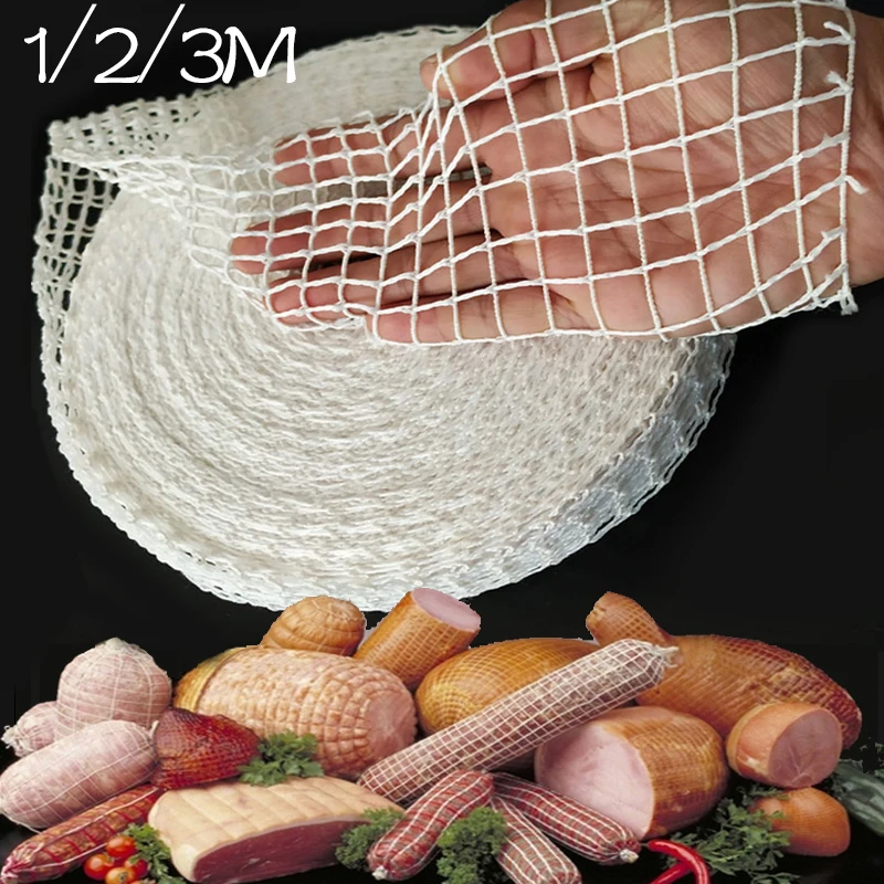 1/2/3 Meter Cotton Meat Net Ham Sausage Net Butcher's String Sausage Net Roll Hot Dog Net Sausage Packaging Tools Meat Cooking T