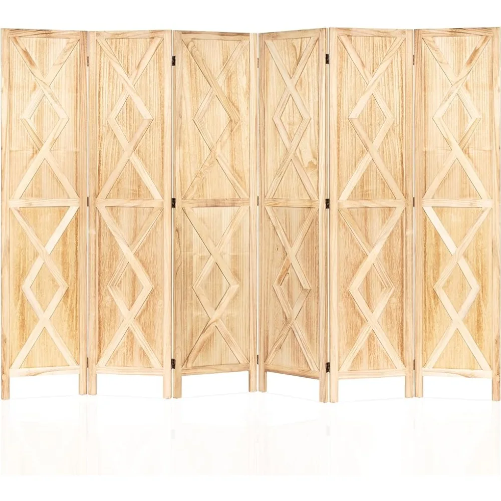 

6 Panel Wood Room Divider,Rustic Folding Privacy Screens Room Divider, Farmhouse Freestanding Partition Wall dividers Screen