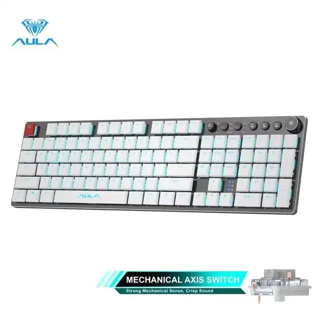 keyboard for multiple computers AULA F2090 Wireless Game Mechanical Keyboard Ultra Thin 104 Keys Support Bluetooth-compatible/Type-c for Desktop PC Laptop PC best pc gaming keyboard Keyboards