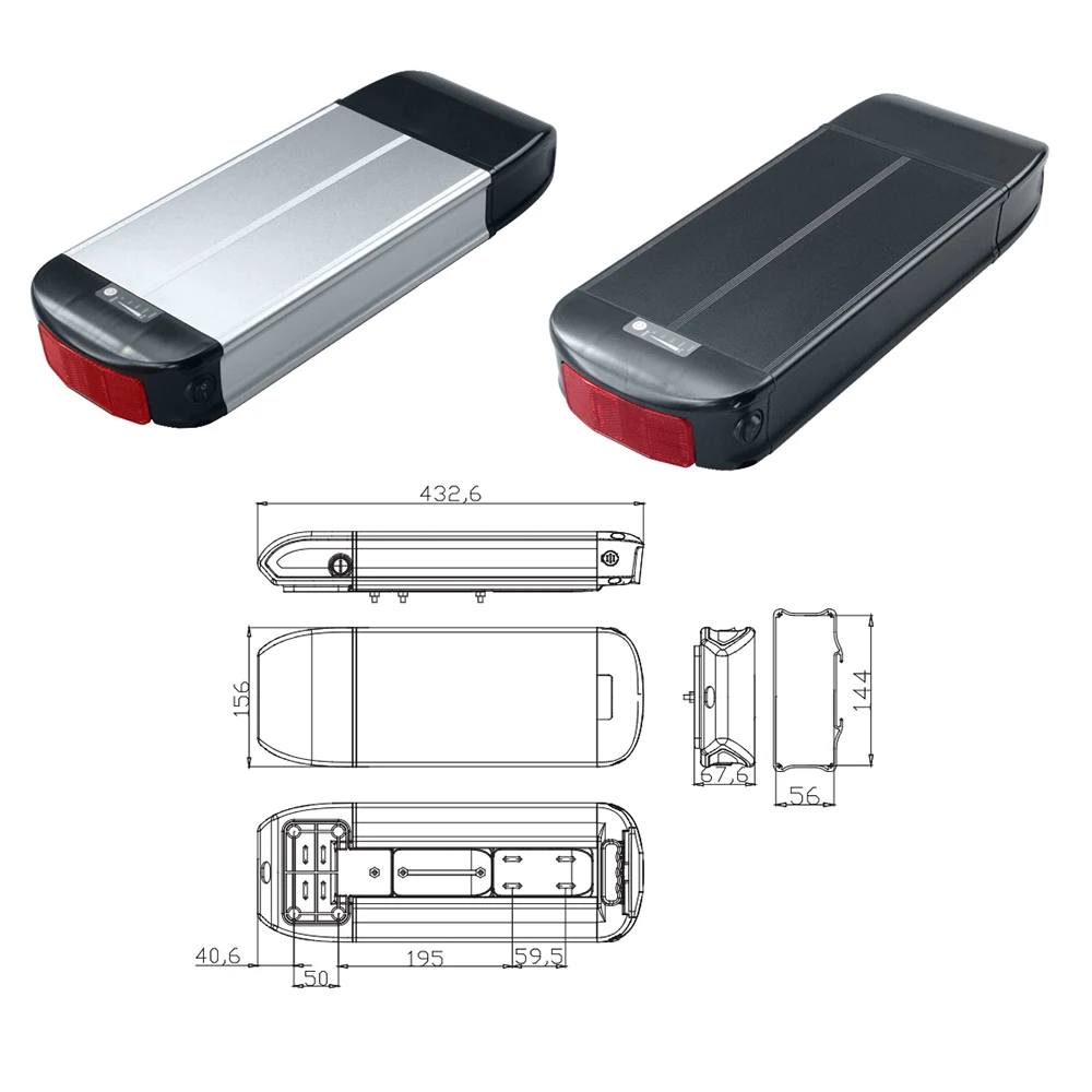 Rear Rack Ebike Battery Pack 48V 10.4Ah 11.6Ah 14Ah 20Ah for DIRODI Beaumont Rack Carrier Electric BicycleBatteries 350W motor