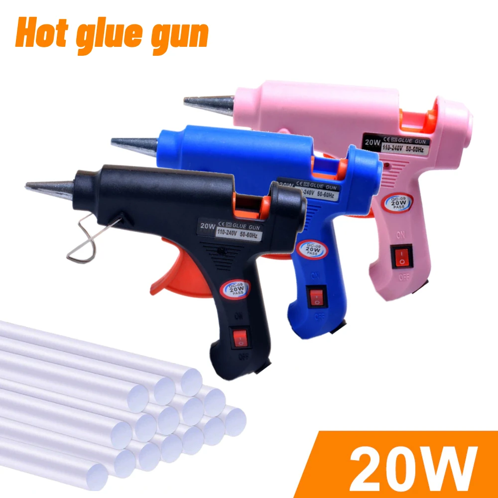 Glue guns 100w hot melt glue industrial mini thermo glue gun heat  temperature tool eu plug pink