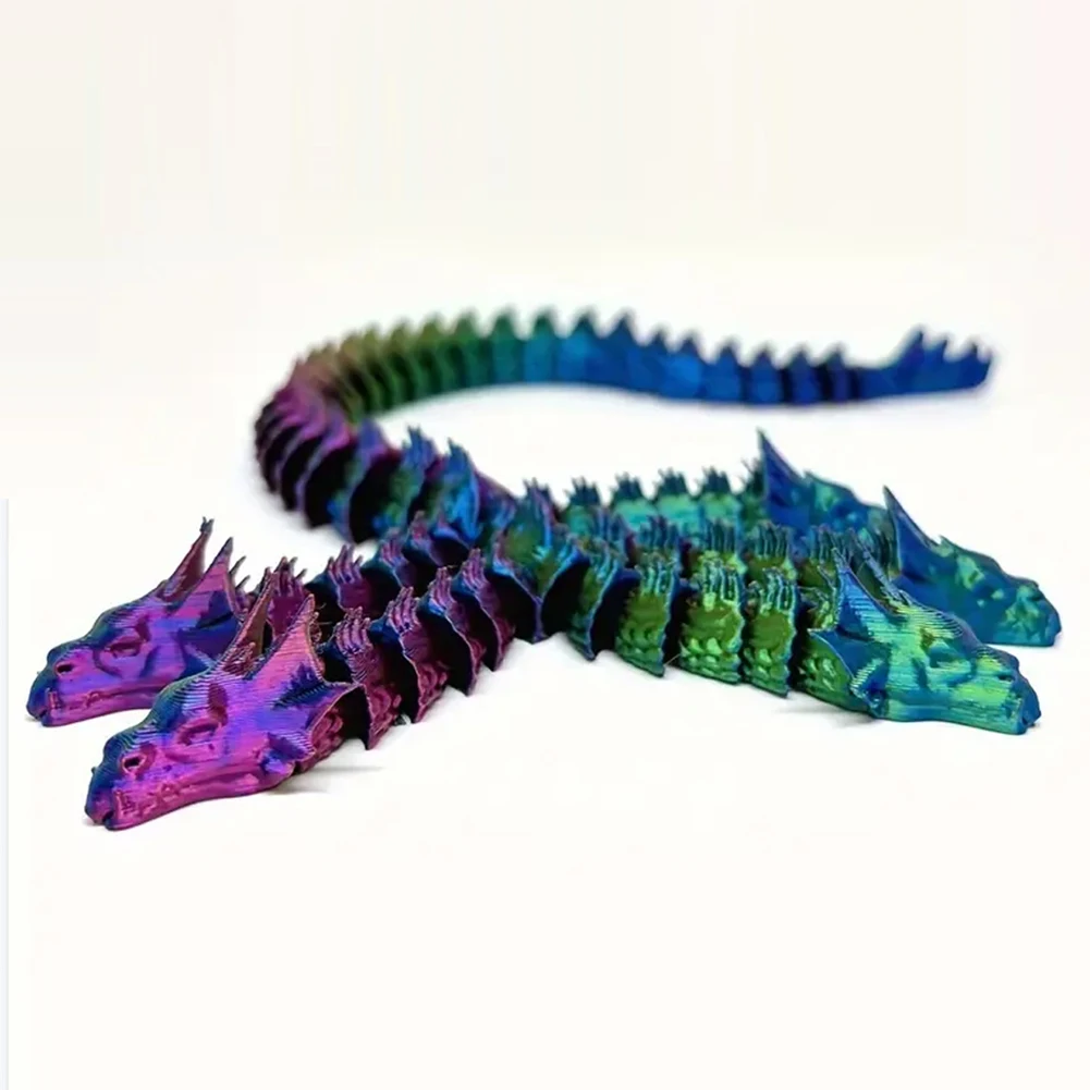 3D Printed Dragon Five Headed Flexible Joints Dragon Figurine 3D Printed Crystal Birthday Gift Boys