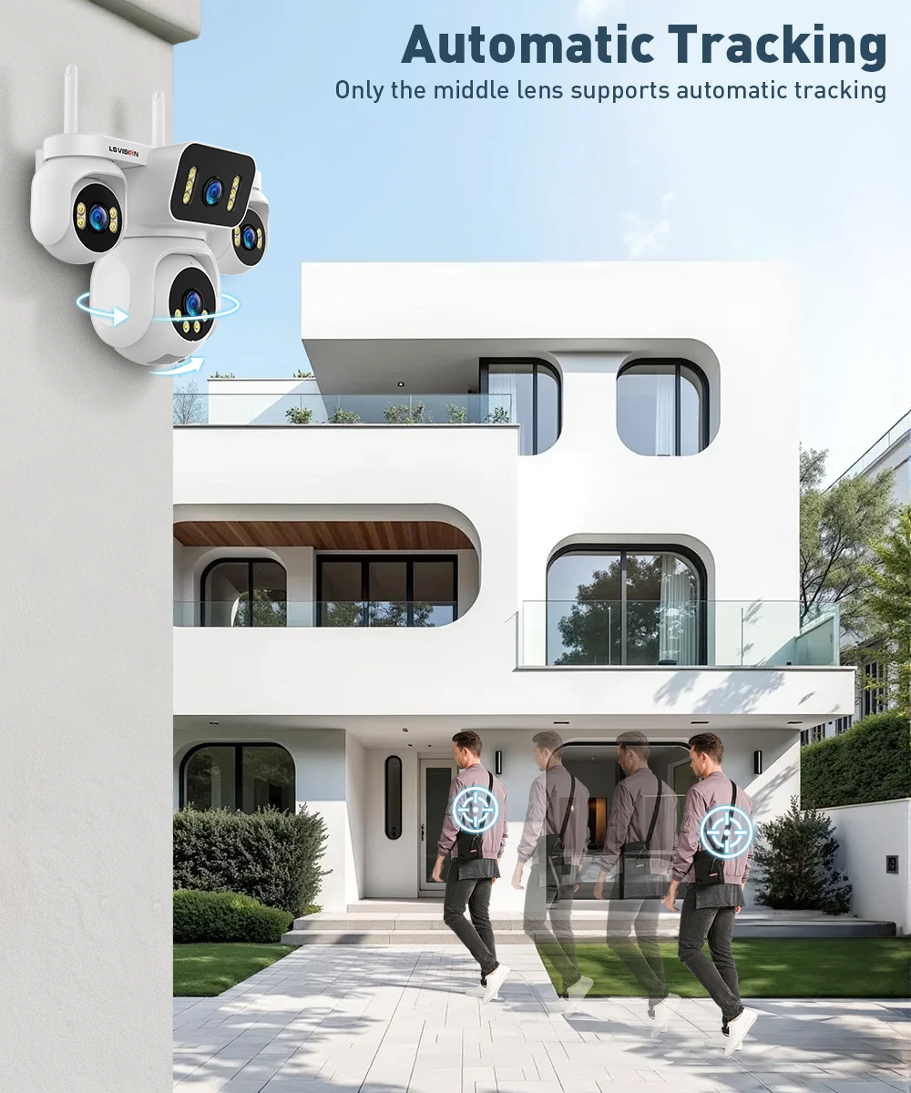 20MP IP Camera with 5m Cord 12X Zoom WiFi Security Cameras 4 Screens Night Visio