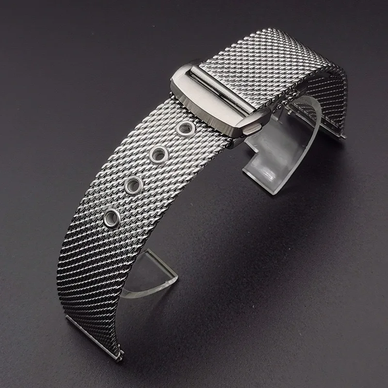

Stainless steel strap For Omega strap 007 Diver Seamaster 300 Woven Metal Milanese Bracelet for 20mm watch band wristband