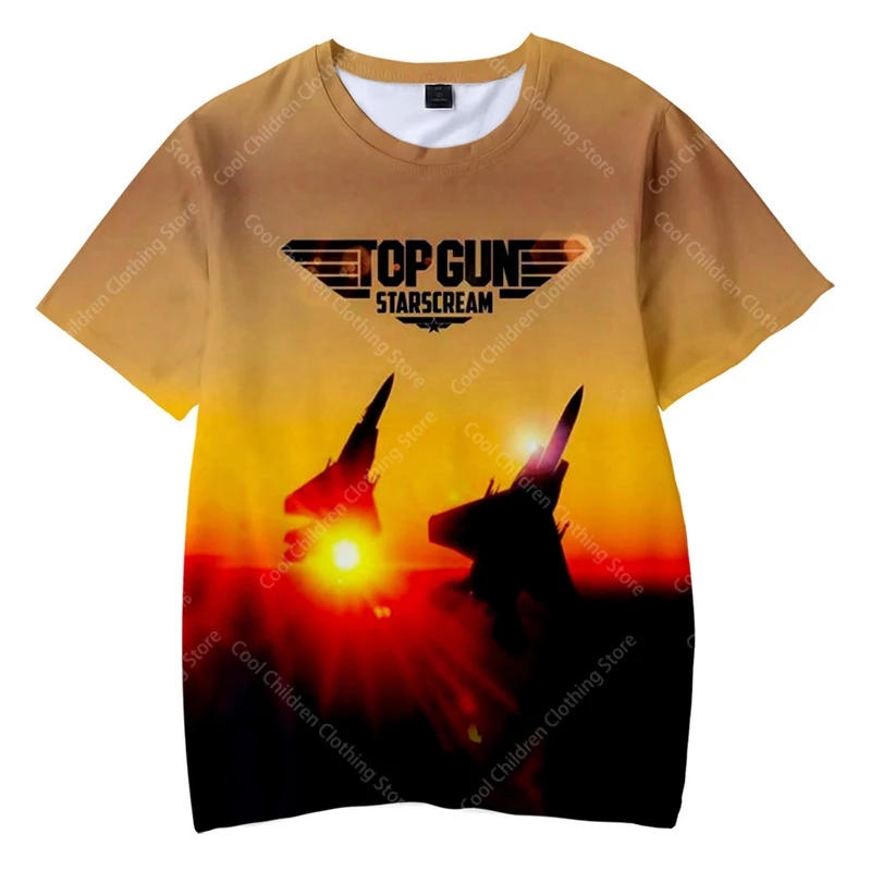 Top Gun: Maverick Camiseta de manga corta con estampado 3D para niños y niñas, ropa para padres e hijos, Top de ocio a la moda de verano, novedad