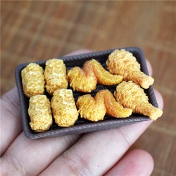 Miniature Dollhouse Fried Chicken Bucket and Hamburger Set - Mini Food Accessory - MODEL NOT REAL (Set D)