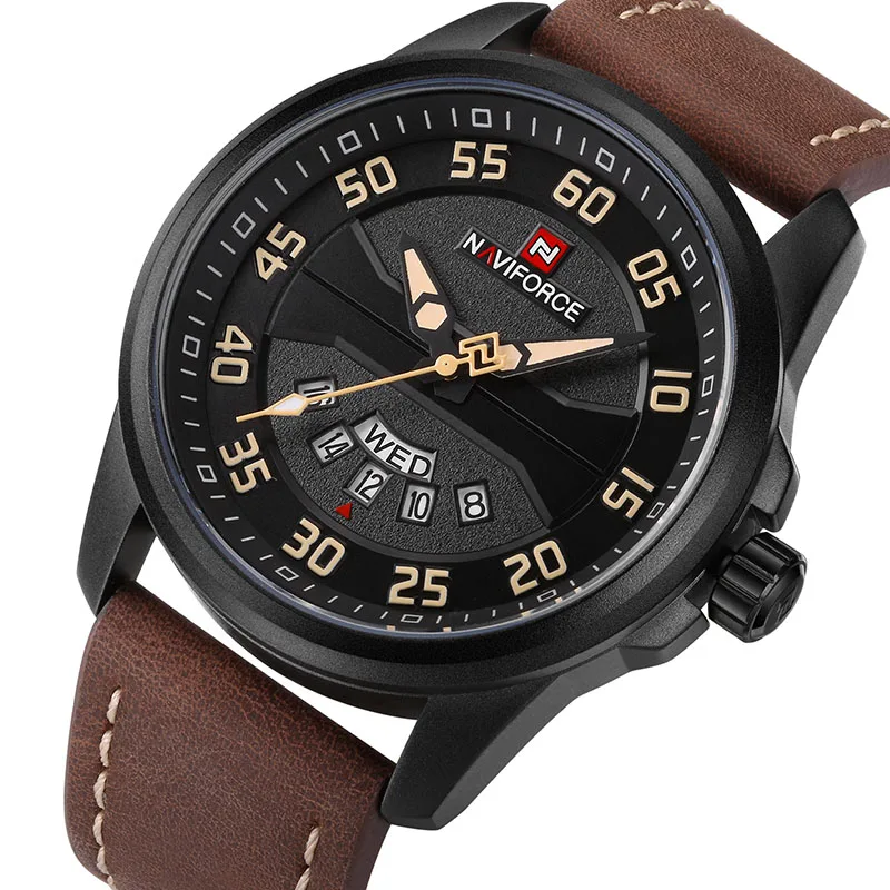 Luxury Brand NAVIFORCE Men Fashion Casual Watches Men's Quartz Clock Man Leather Strap Army Military Sports Wrist Watch NF9124 