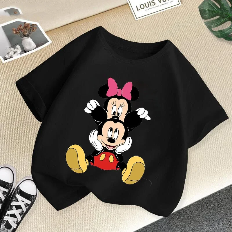 T Shirt Cartoon Disney Baby Kids Boys Girls Children Mickey Mouse Short Sleeve Summer Clothing Kawaii Minnie Print Tee Toddler 6