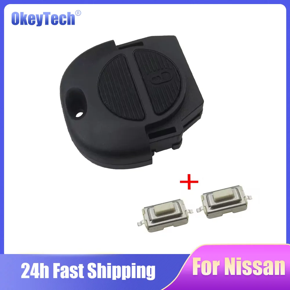 Remote Fob Key Shell key case car key shell key shell For Nissan Micra Almera Primera X-Trail 2 Buttons Car Key Case Cover With 2PCS Micro Swicthes OkeyTech 1PC