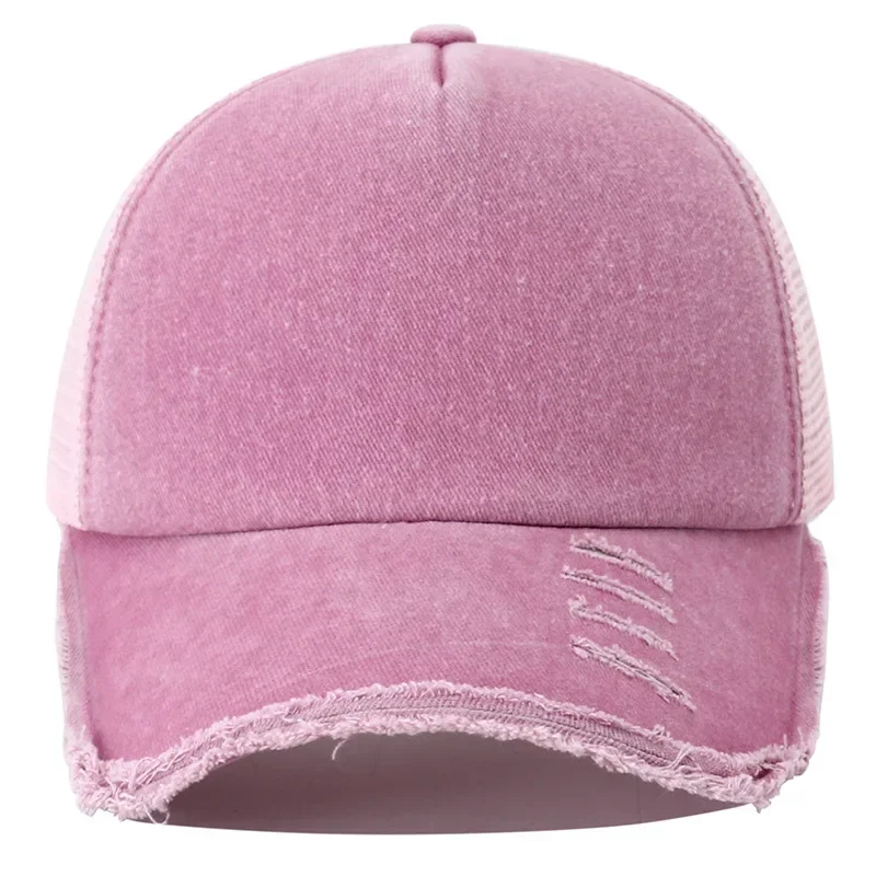 2024 New Summer Women's Black White Pink 5 Panel Baseball Cap with Breathable Mesh Trucker Snapback Hats for Men Women Gorros 2