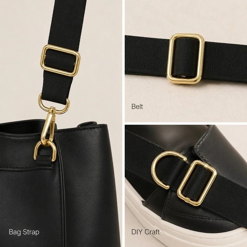Set of 5 Solid Brass Adjustable Strap Buckles