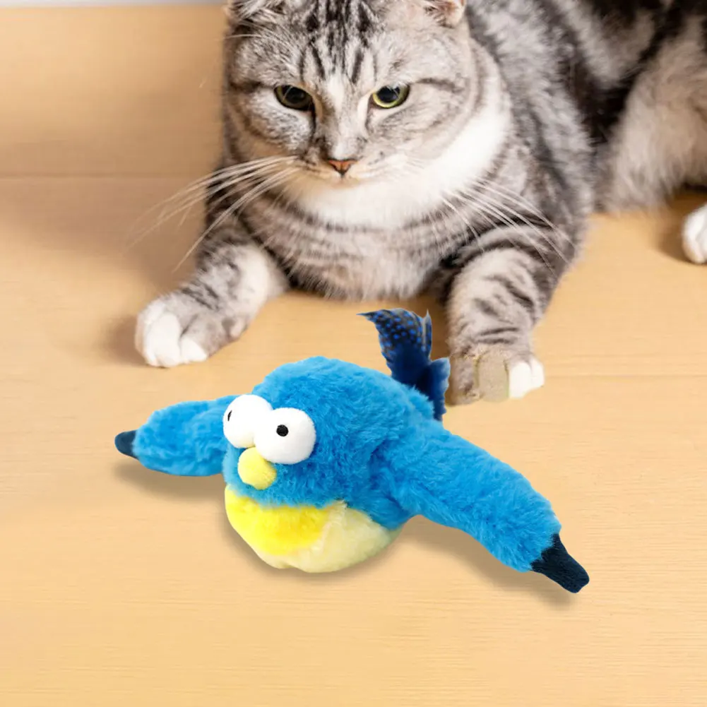 Touch Sensitive Plush Toys Catnip Rechargeable Electric Chirping Flapping Bird for Indoor Kitten Cats Activated Interactive Toys