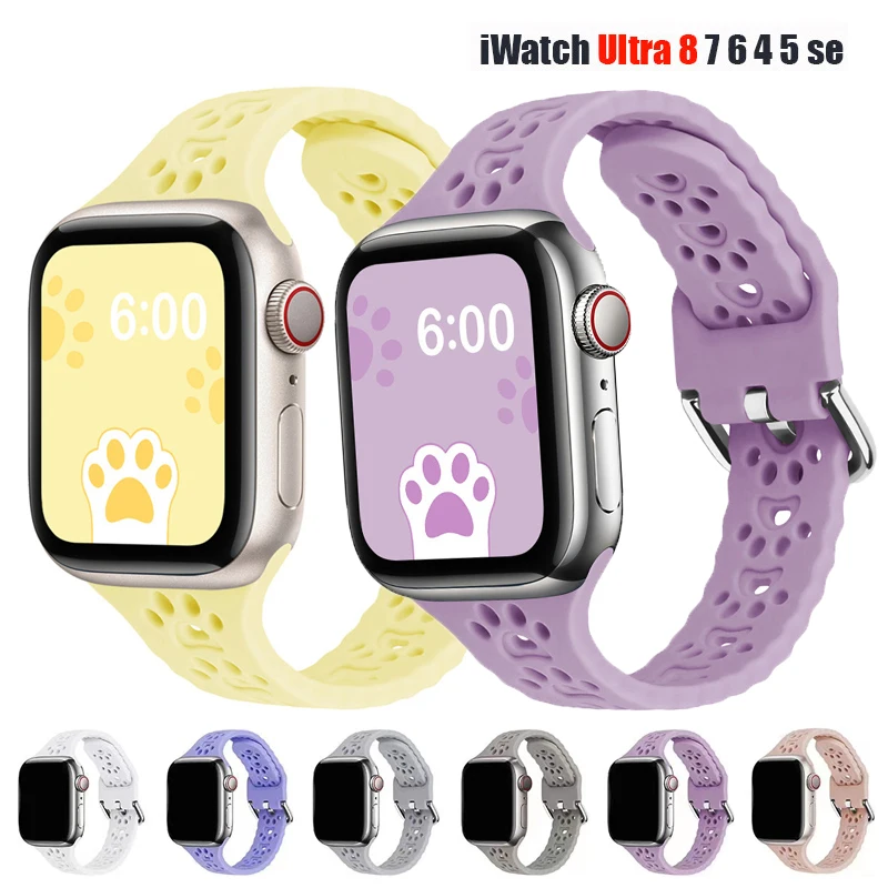 Für Apple Watch Armband 40mm Frau Silikon süße Katze Krallen Armband Apple Watch Band 38mm 41mm 42 44 45mm 49mm iwatch Serie 8 7 6_voghion.com