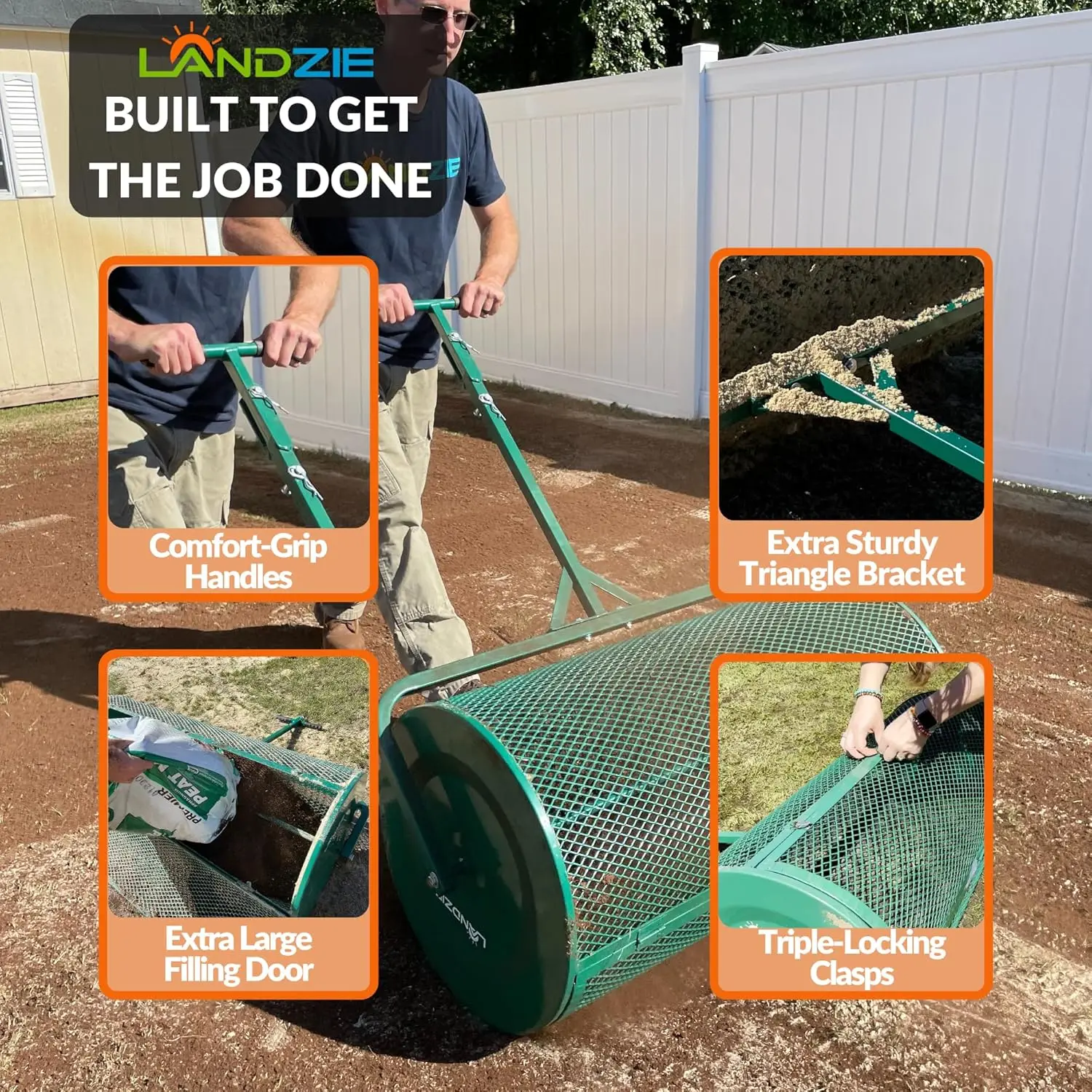 36" Heavy-Duty Metal Mesh Compost Spreader Mulcher 4