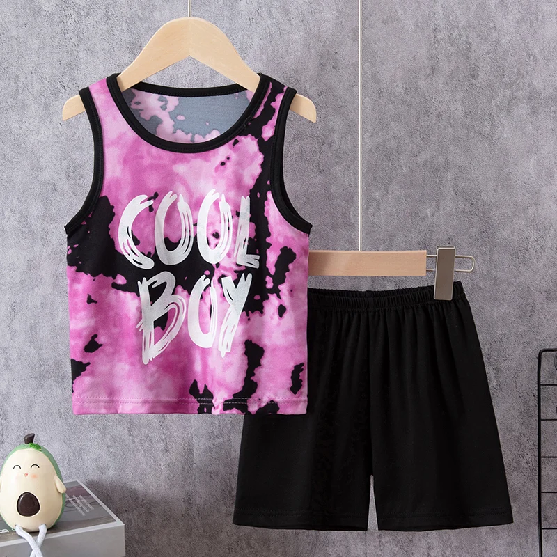 2-Piece Boy Summer Fun Printing Set Children's Casual Joker Camo Dinosaur Vest Girl Fashion Holiday Comfort Shorts T-shirt Set 3