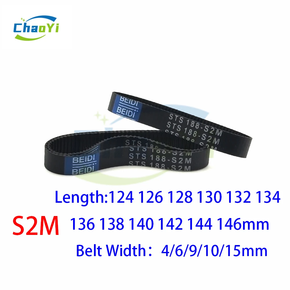 

S2M Rubber Timing Belt Length 124 126 128 130 132 134 136 138 140 142 144 146mm Width 4/6/9/10/15mm Synchronous Toothed Belt