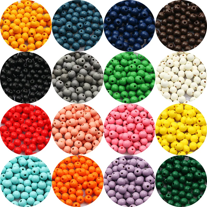 10mm 15mm Natural Wooden Beads Multicolor Round Shaped Wood Spacer Beads For DIY Crafts Making Bracelet Jewelry Accessories