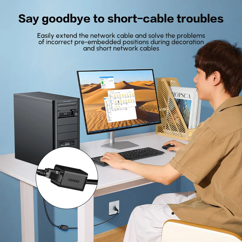 UGREEN 이더넷 연장 케이블 Cat6 LAN 케이블 연장기 Cat 6 RJ45 네트워크 패치 코드 남성-여성 커넥터