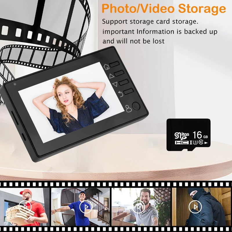 New 4.3 Inch Peephole 140° Smart Video Doorbells Door Viewer Camera Security Monitor 1080P HD Visual Doorbell
