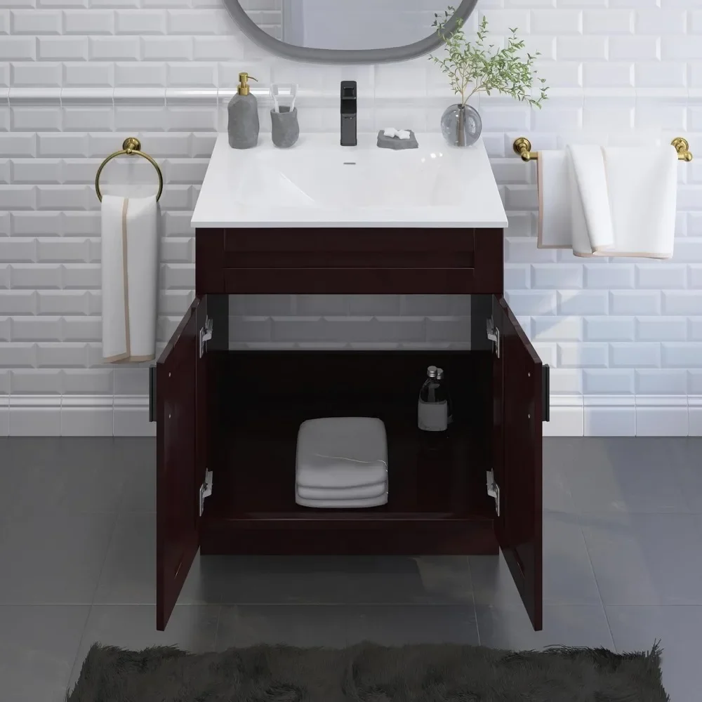 Bathroom Vanity Sink Base Ready-to-Assemble Bathroom Cabinet 24"/30'/36" Width (Vanity Base in Espresso Shaker, 30 inch) 5