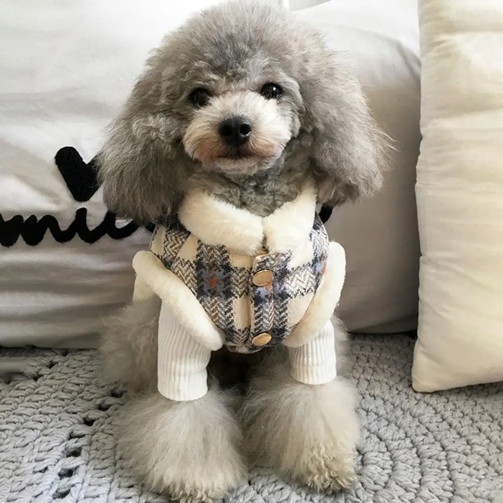 Plaid Print Vest for Dogs and Cats, Soft and Comfortable Coat, Warm Puppy Jackets, Fashion Pet Clothes, Winter