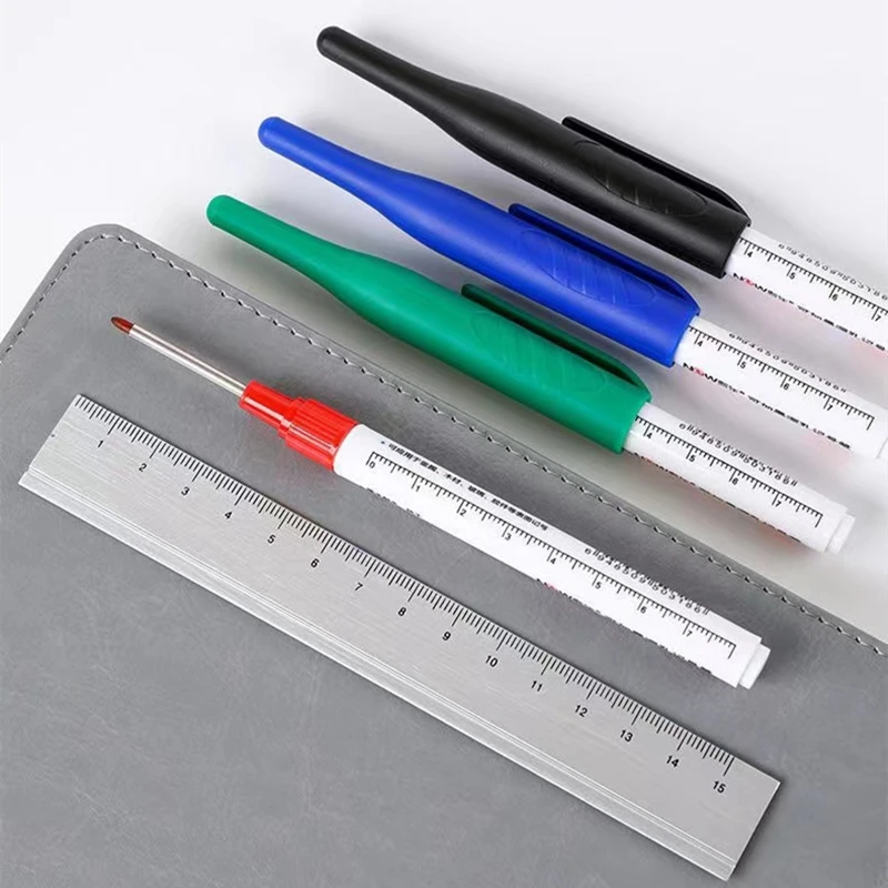 4pcs Long Head Oil Markers Pens Waterproof Multi-purpose Deep Hole Metal  Thin Marker Pen Green/Red/Black/Blue Ink