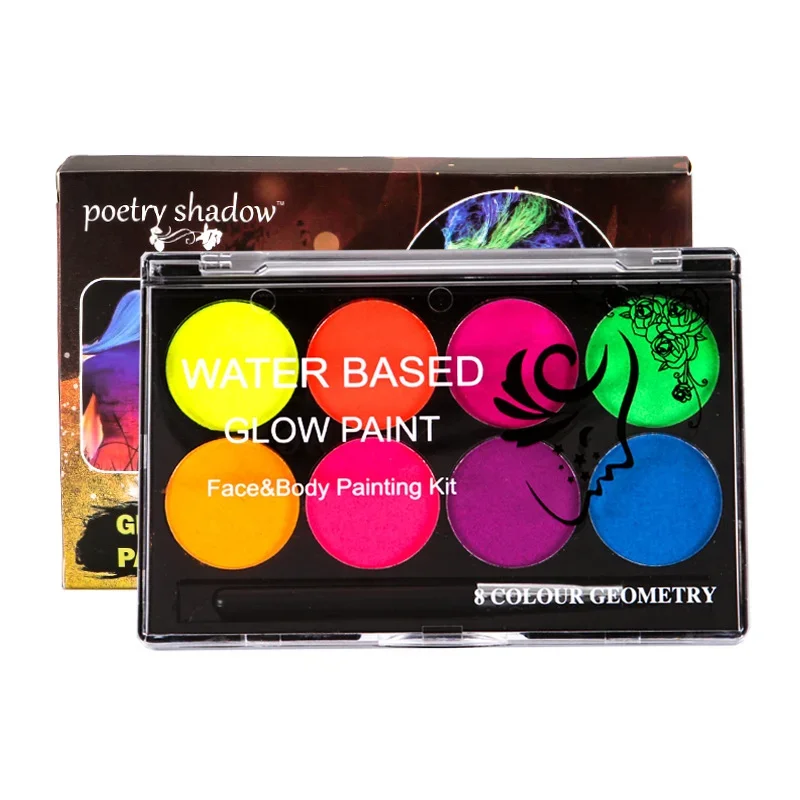 8 Colors Face Body Art Paint UV Glow Fluorescent Glowing Christmas Halloween Party Fancy Dress Beauty Makeup Tool 3