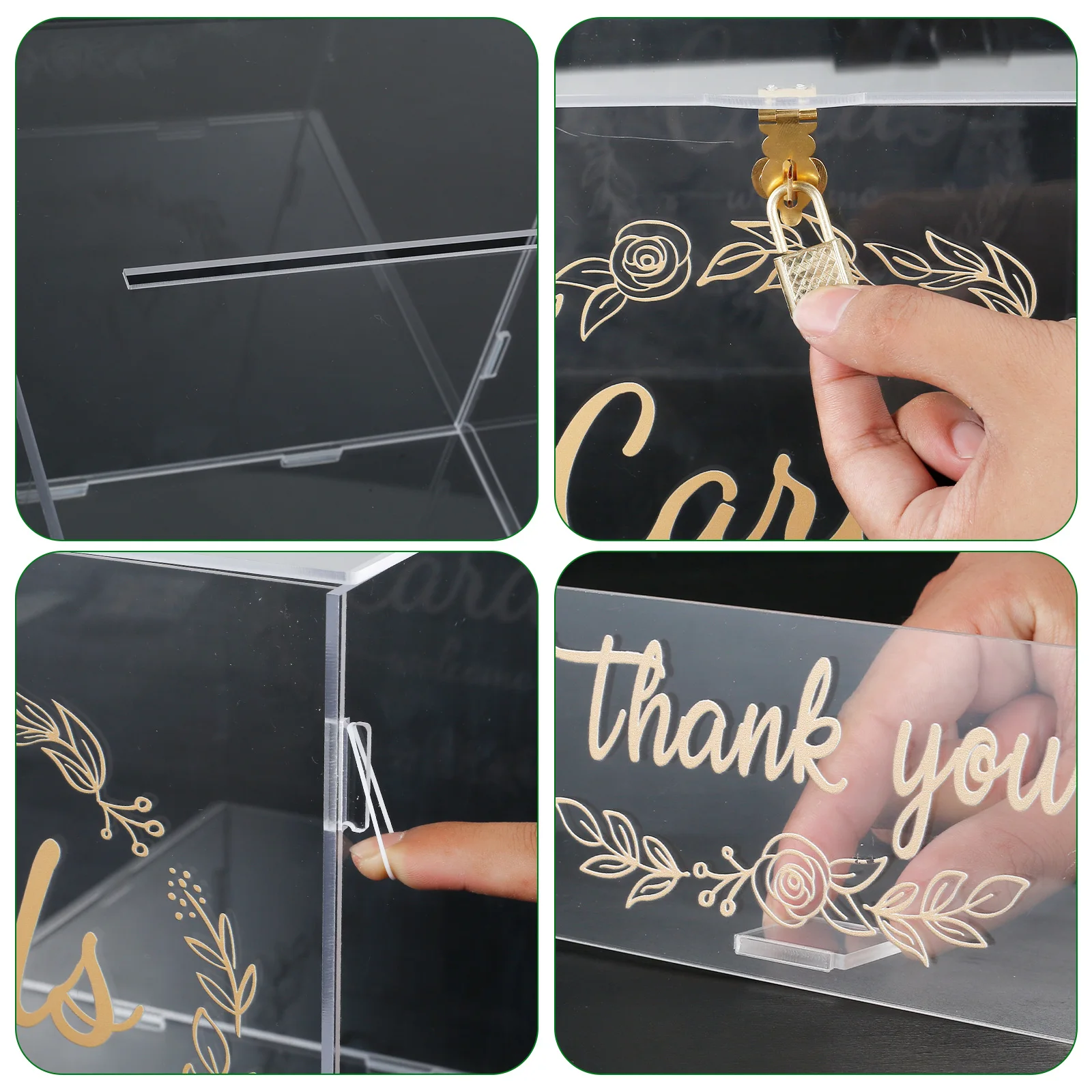 Acrylic card box clear wedding box with lock and slot sturdy transparent money holder decorative gift card envelop
