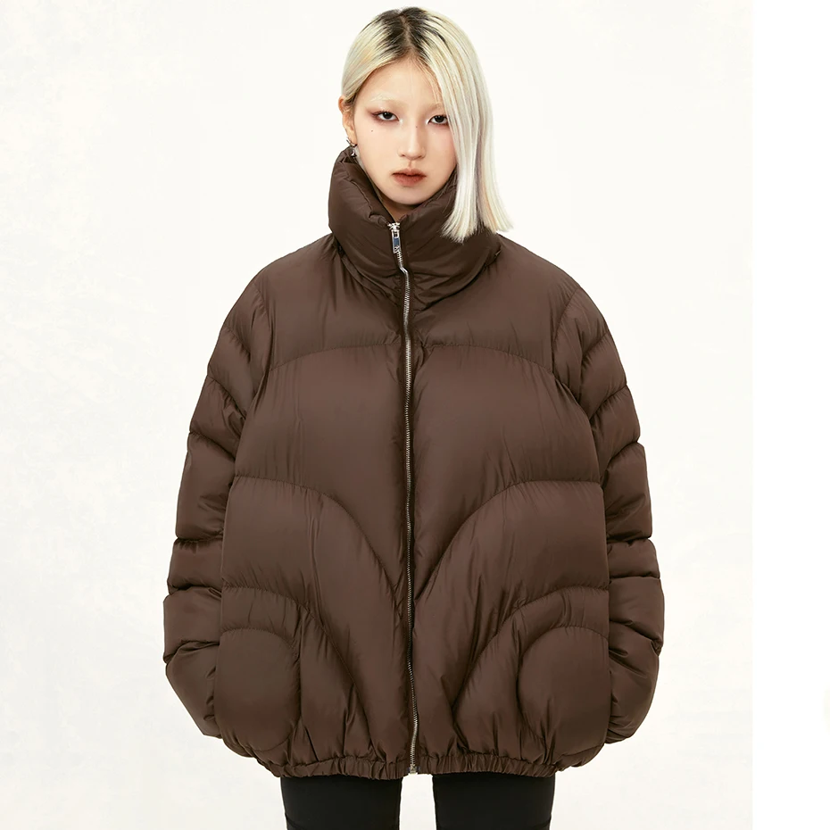 Men Puffer Jackets Streetwear Hooded Parkas Windbreaker Coat High Collar Padded Jackets Hip Hop Man Parka Thicken Warm Coats Y2K 3