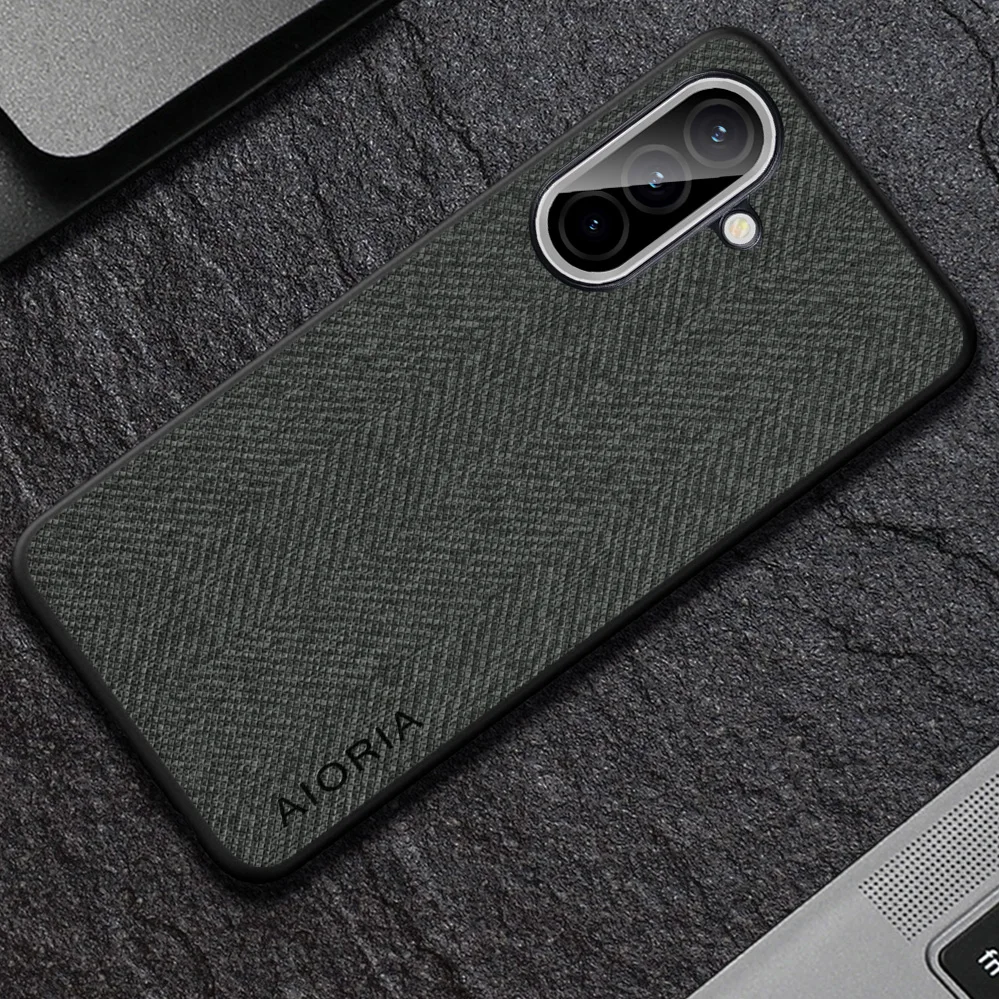 Luxury Textile Leather Phone Case Cover in Black