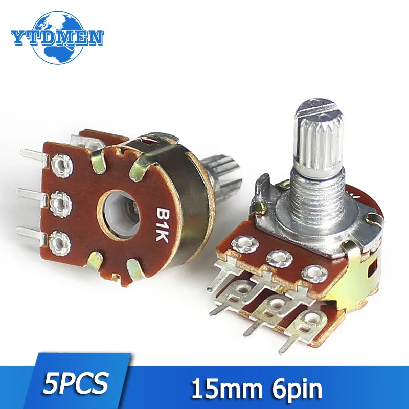 5PCS WH148 6Pin 15mm Linear Potentiometer B1K B2K B5K B10K B20K B50K B100K B500K with Nuts and Washers Kit Variable resistor 10pcs wh148 b1k b2k b5k b10k b20k b50k b100k b500k 3pin linear potentiometer 15mm shaft with nuts and washers