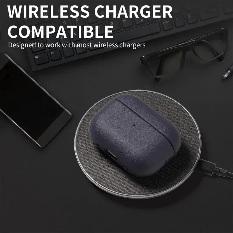 Leather grain Case For AirpPods Pro 2 For Airpods Pro 3 Case Airpods 4 3 Apple Bluetooth Earphone Accessories Protect Machine - Image 5