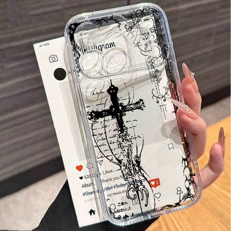 Trendy Dark Gothic Cross Mark Phone Case