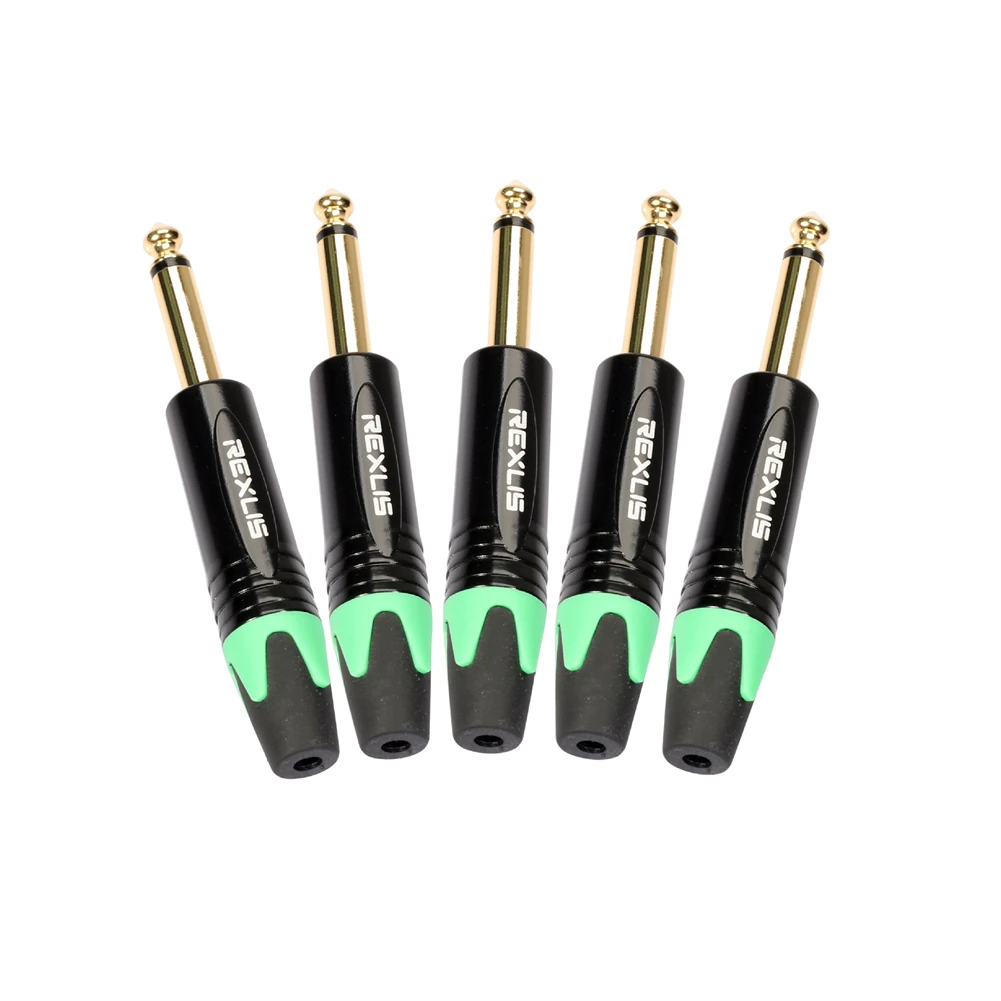 Mono 6.35MM Jack 6.3MM Male Plug Connector Aluminum Tube Brass Gold Plated 1/4 Inch Microphone Plug Audio Cable Connector audio jack pickup,audio adapter set,audio adapter,audio cable