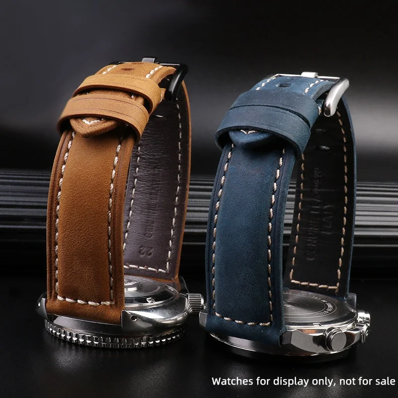 Vintage Leather Breitling Leather Strap 20mm Blue Military