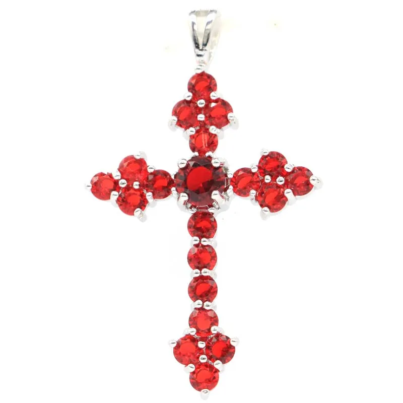 

4.3g 925 SOLID STERLING SILVER PENDANT Minimalist Style Cross Shape Topaz Red Blood Rubies Golden Citrine Purple Spinel Females