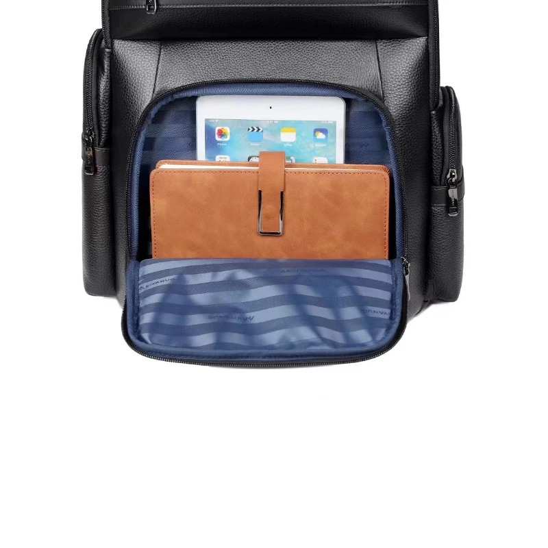 Mens Backpack Genuine Leather Fashion Schoolbag For Teenager Boys Travel Bag Male Laptop Backpack Messenger Bag Leather Bags mens backpack teenager backpack