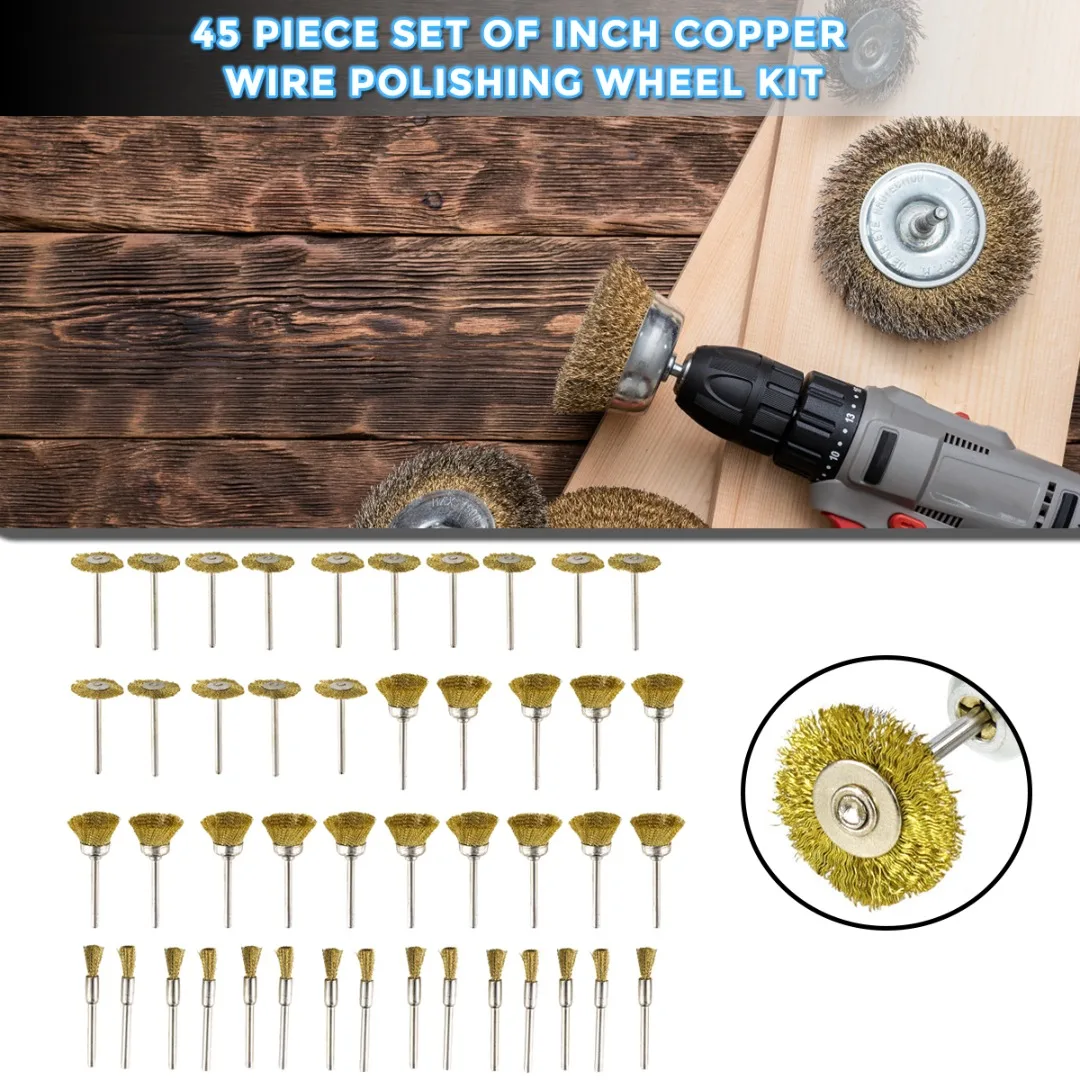 

45pcs 3.0mm 1/8 Inch Shank Brass Stainless Steel Polishing T-shape Pen-shape Bowl-shape Wire Brushes Set Electric Grinding Tool