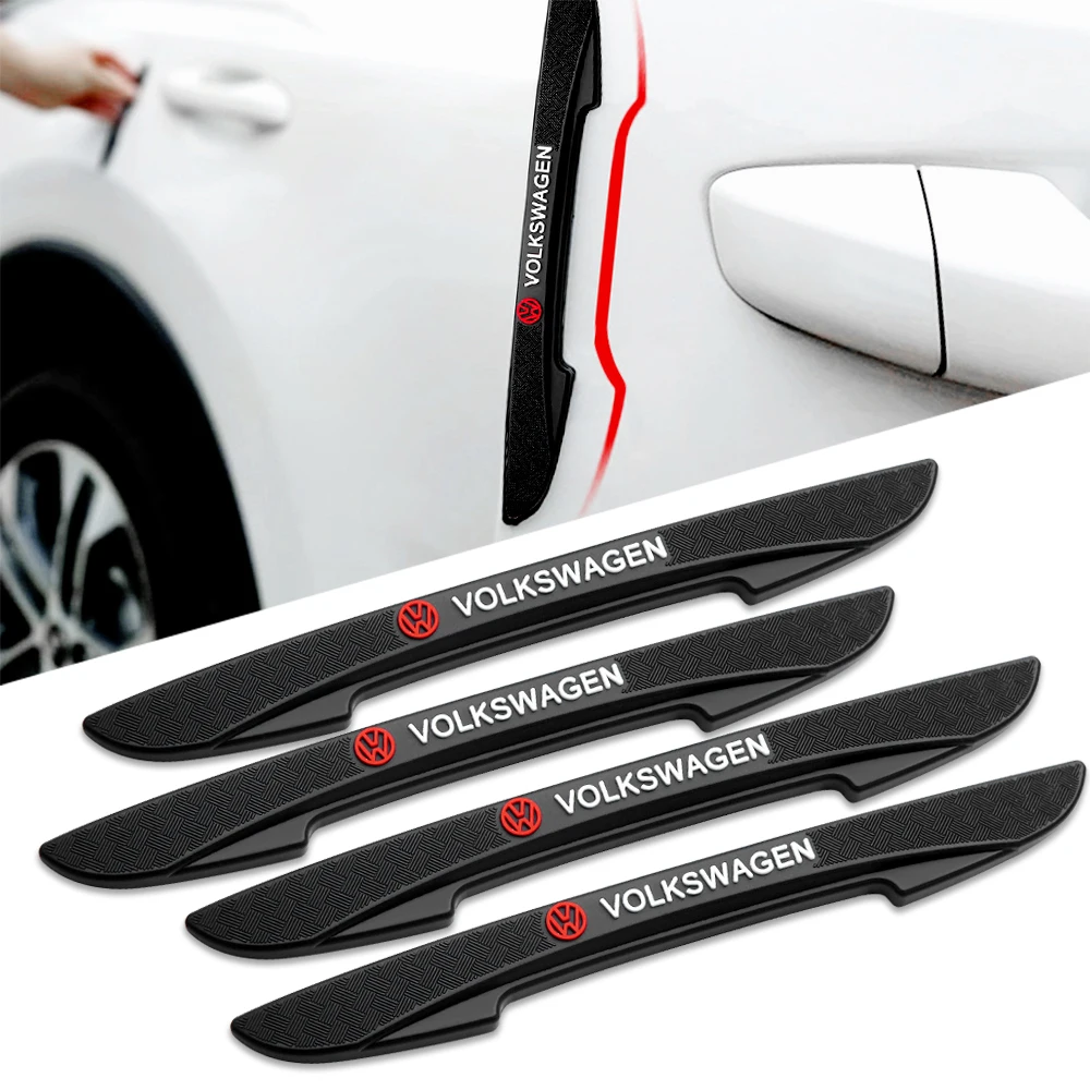 Rubber Car Door Bumper Anti-collision Strip Protector Car Accessories For Volkswagen VW R Golf 4 5 Passat Beetle Tiguan Polo 4Pc car door guards