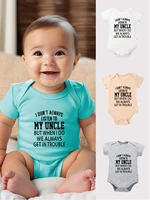 Boy Girl Trendy Harajuku Rompers Baby Bodysuit Toddler Jumpsuit Clothes Newborn Infant I Don't Always Listen To My Uncle Print 1