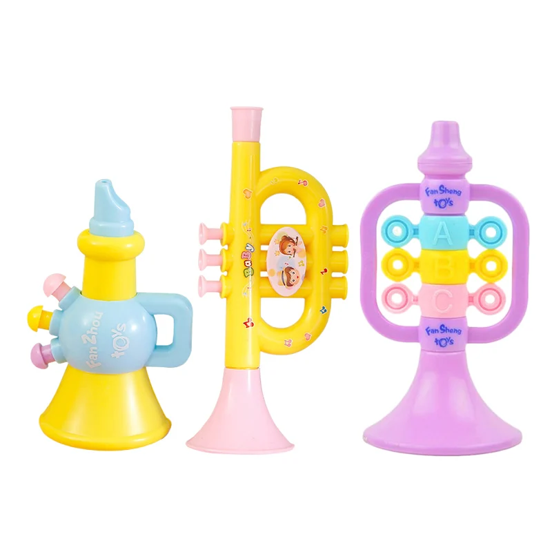 Children Musical Instrument Toys Horn Trumpet Wood/Plastic Cartoon Early Education Developmental Toys Kids Holiday Gifts
