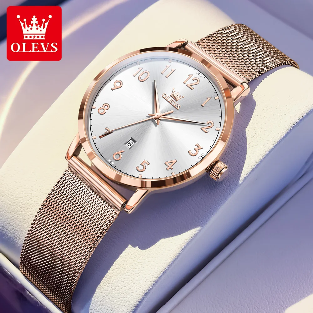 OLEVS nouveau 5653 femmes montre de luxe marque montre à Quartz élégant or Rose numérique montre étanche HD Simple Bracelet femmes montre