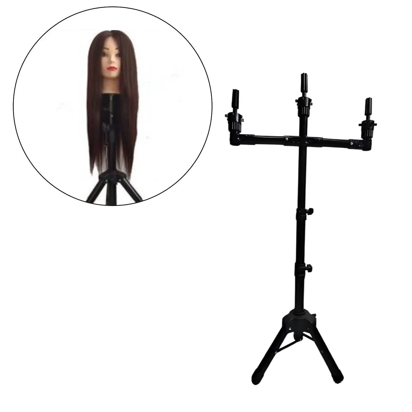 마네킹 헤드 스탠드 내구성 전문가용, 안정적, 프리미엄, 3암 가발 헤드 홀더 가발 헤드 삼각대 높이 조절 가능